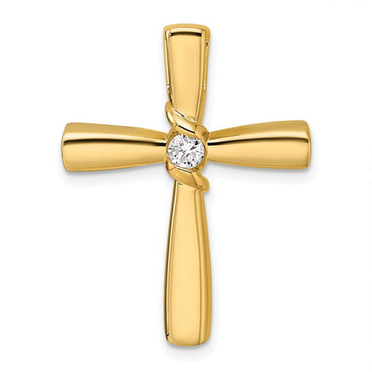 14k Yellow Gold Polished Diamond Cross Chain Slide