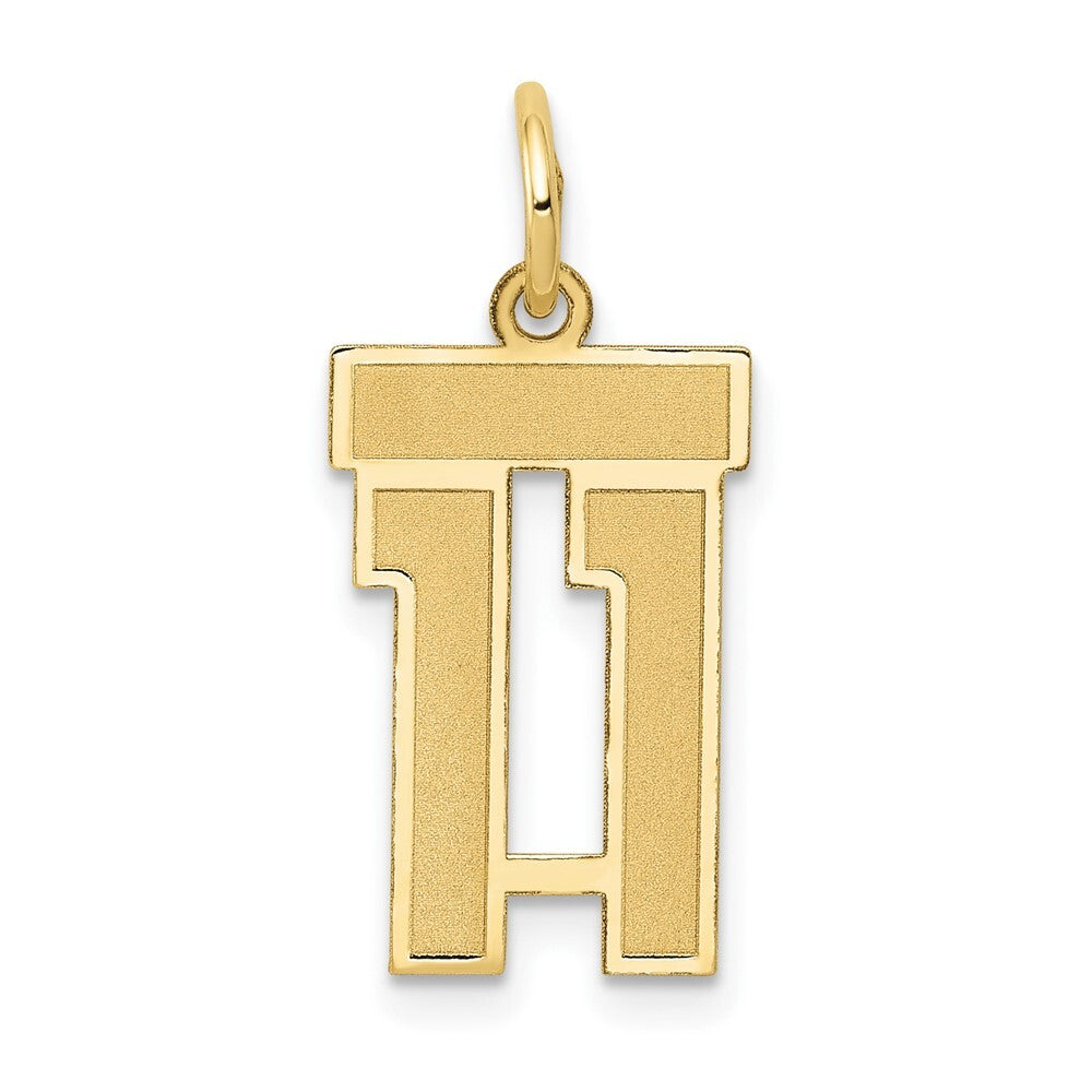 14k Yellow Gold Small Satin Number 11 Charm Pendant for Women