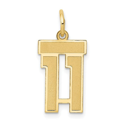 14k Yellow Gold Small Satin Number 11 Charm Pendant for Women