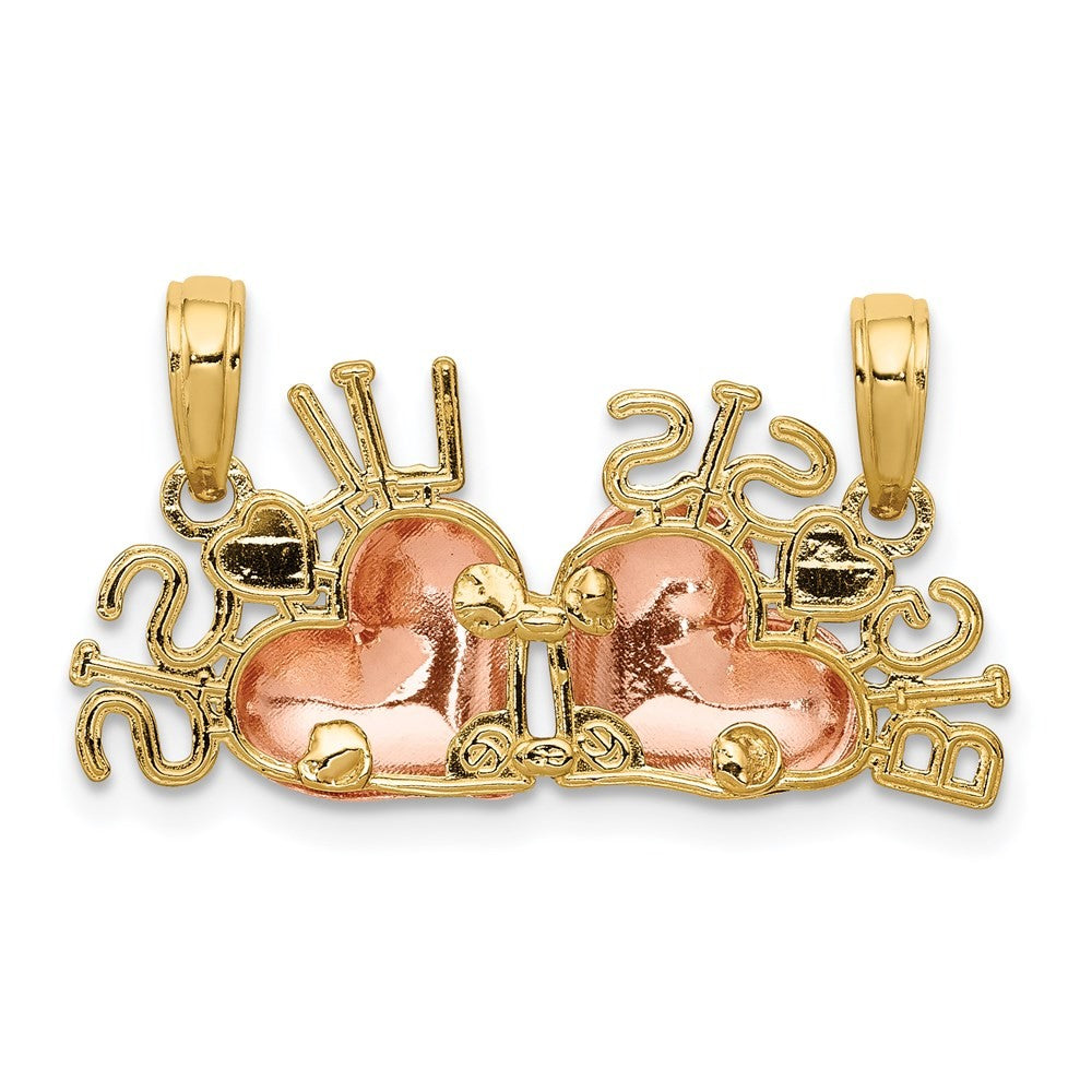 14k Two-tone with White Rhodium BIG SIS-LIL SIS 2-Piece Break-apart Pendant
