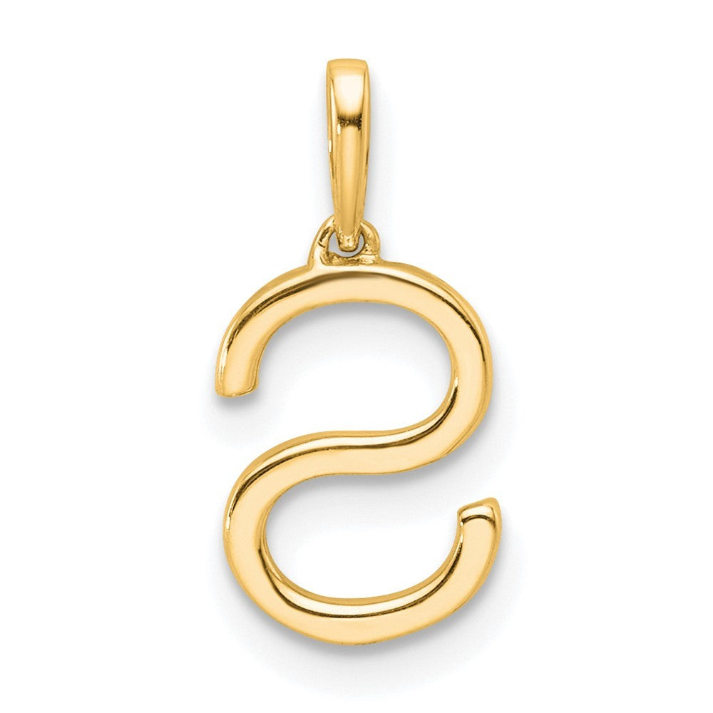 14k Yellow Gold Diamond Letter S Initial Pendant