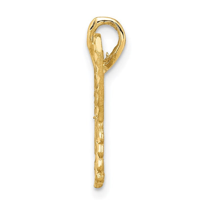 14k Yellow Gold Brushed & Diamond-cut Butterfly Pendant for Women