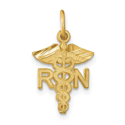 14k Yellow Gold RN Nurse Charm Pendant for Women