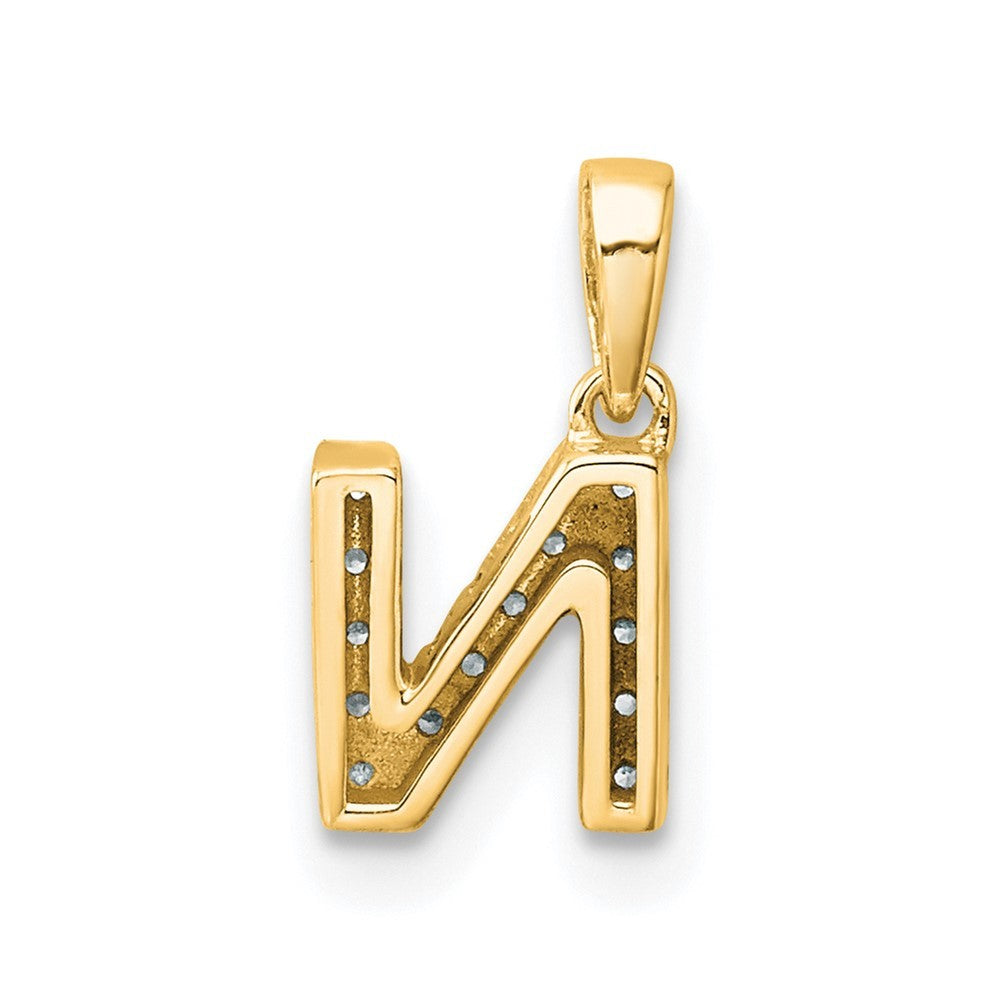 14k Yellow Gold  Diamond Letter N Initial with Bail Pendant