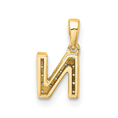 14k Yellow Gold  Diamond Letter N Initial with Bail Pendant