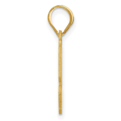 14k Yellow Gold Polished Etched Number 52 Pendant for Women