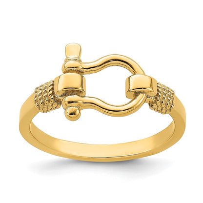 14K Yellow Gold Shackle w/ Rope Edge Ring Size 7