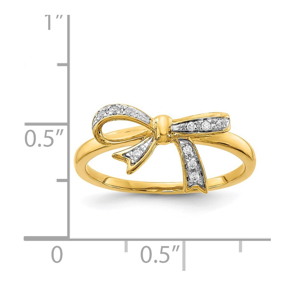 14K Yellow Gold w/Rhodium Diamond Bow Ring Size 7