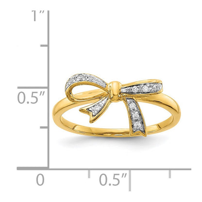 14K Yellow Gold w/Rhodium Diamond Bow Ring Size 7
