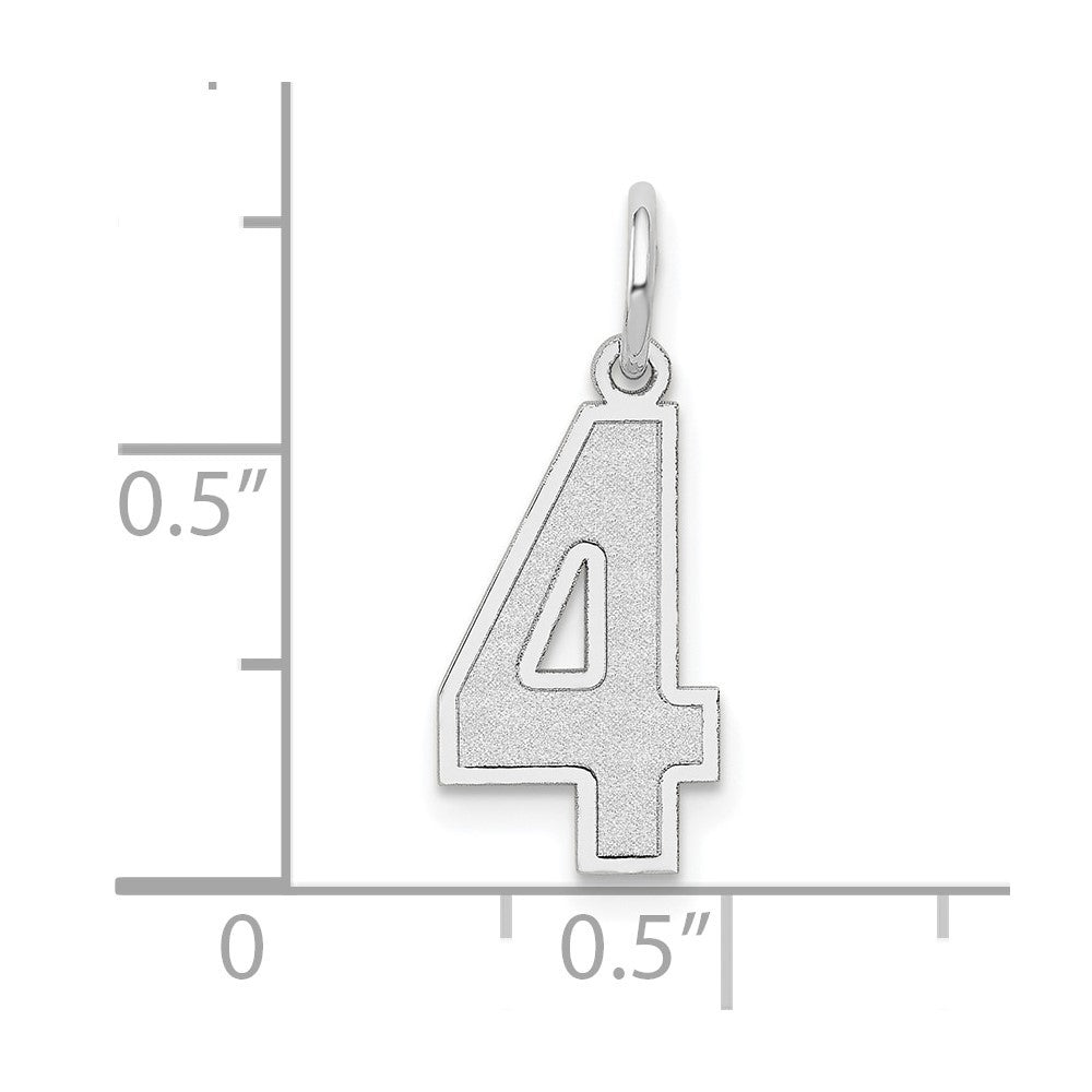 14K White Medium Satin Number 4 Charm