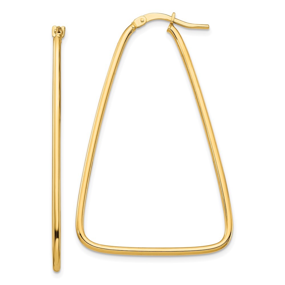 14k Yellow Gold 1.5mm Polished Large Triangle Dangle Hoop Earrings