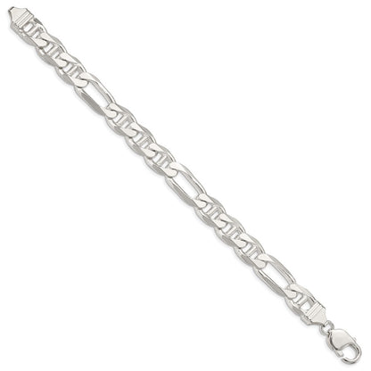 Sterling Silver 10.65mm Figaro Anchor Chain Bracelet