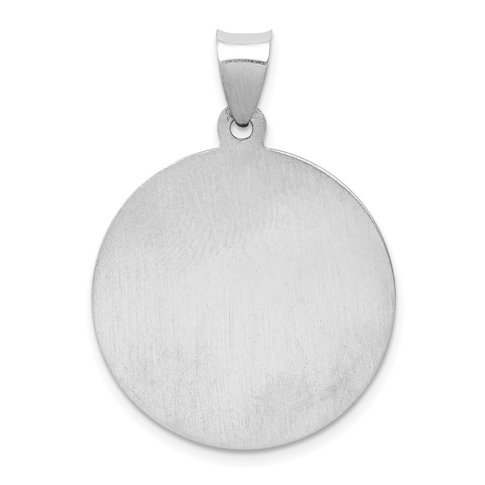 14k White Gold Polished/Satin St Michael Medal Hollow Pendant for Women