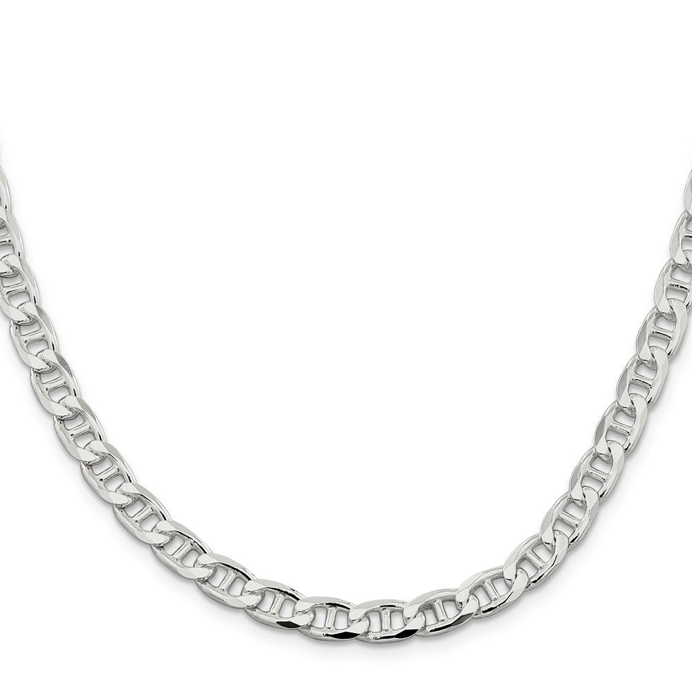Sterling Silver 6.5mm Diamond-Cut Flat Anchor Curb Chain Necklace