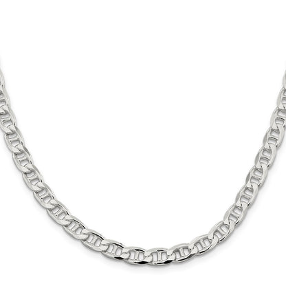 Sterling Silver 6.5mm Diamond-Cut Flat Anchor Curb Chain Necklace