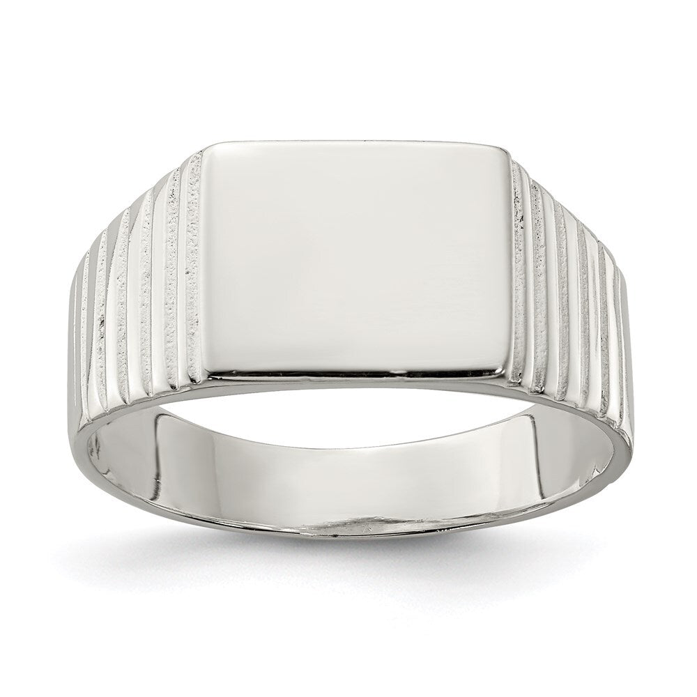 Sterling Silver 10x12mm Open Back Signet Ring Size 9