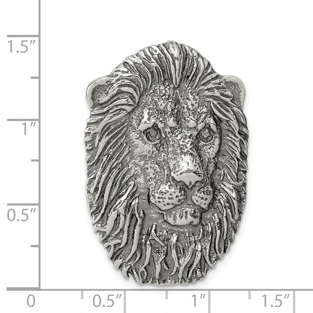 Sterling Silver Antiqued Lion Head Pendant Holiday Gift for Women