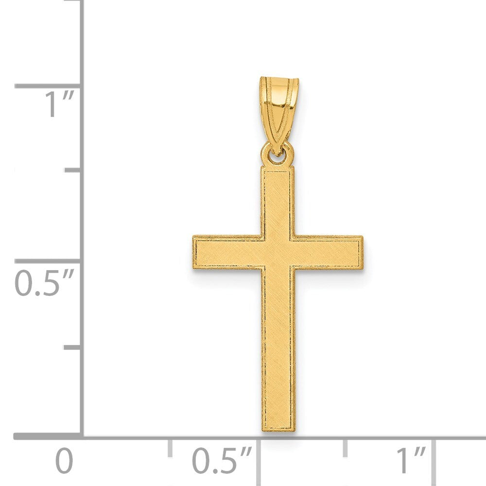 14k Yellow Gold Florentine Satin Cross Pendant for Women