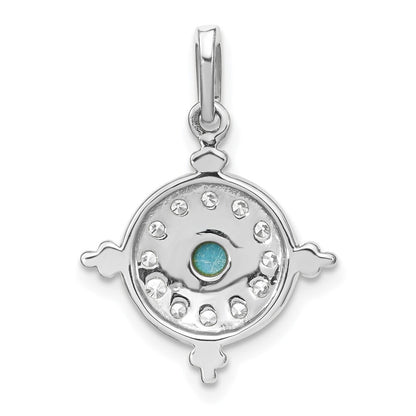 14k White Gold Turquoise and White Topaz Pendant for Women