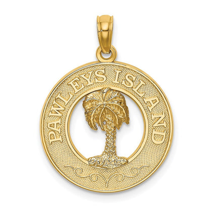 14k Yellow Gold PAWLEYS ISLAND Palm Tree Charm Pendant for Women
