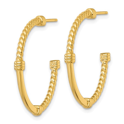 Sterling Silver Gold-tone Polished and Twisted 30.0mm C-Hoop Earrings