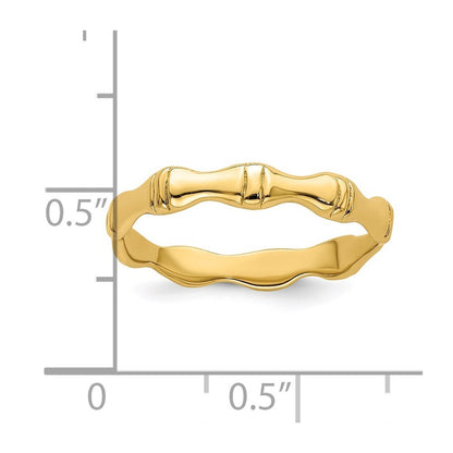 14K Yellow Gold Polished Bamboo Band Size 7