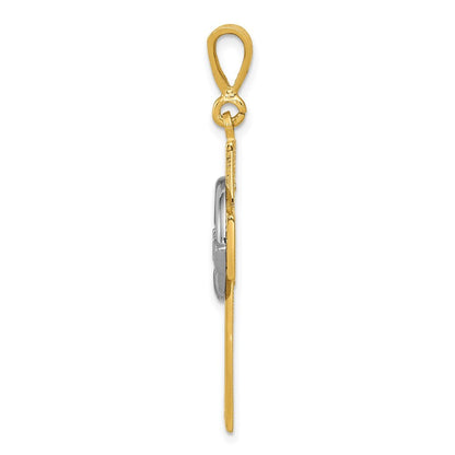 14k Two-tone Gold Claddagh Cross Pendant for Women