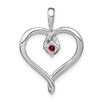 14k White Gold Garnet Heart Pendant for Women