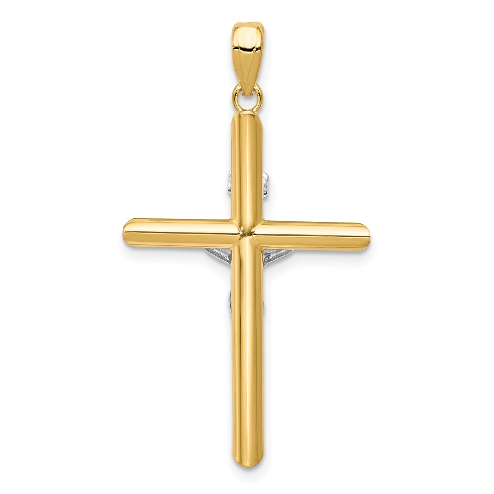 14k Two-tone Gold Hollow Crucifix Pendant for Women