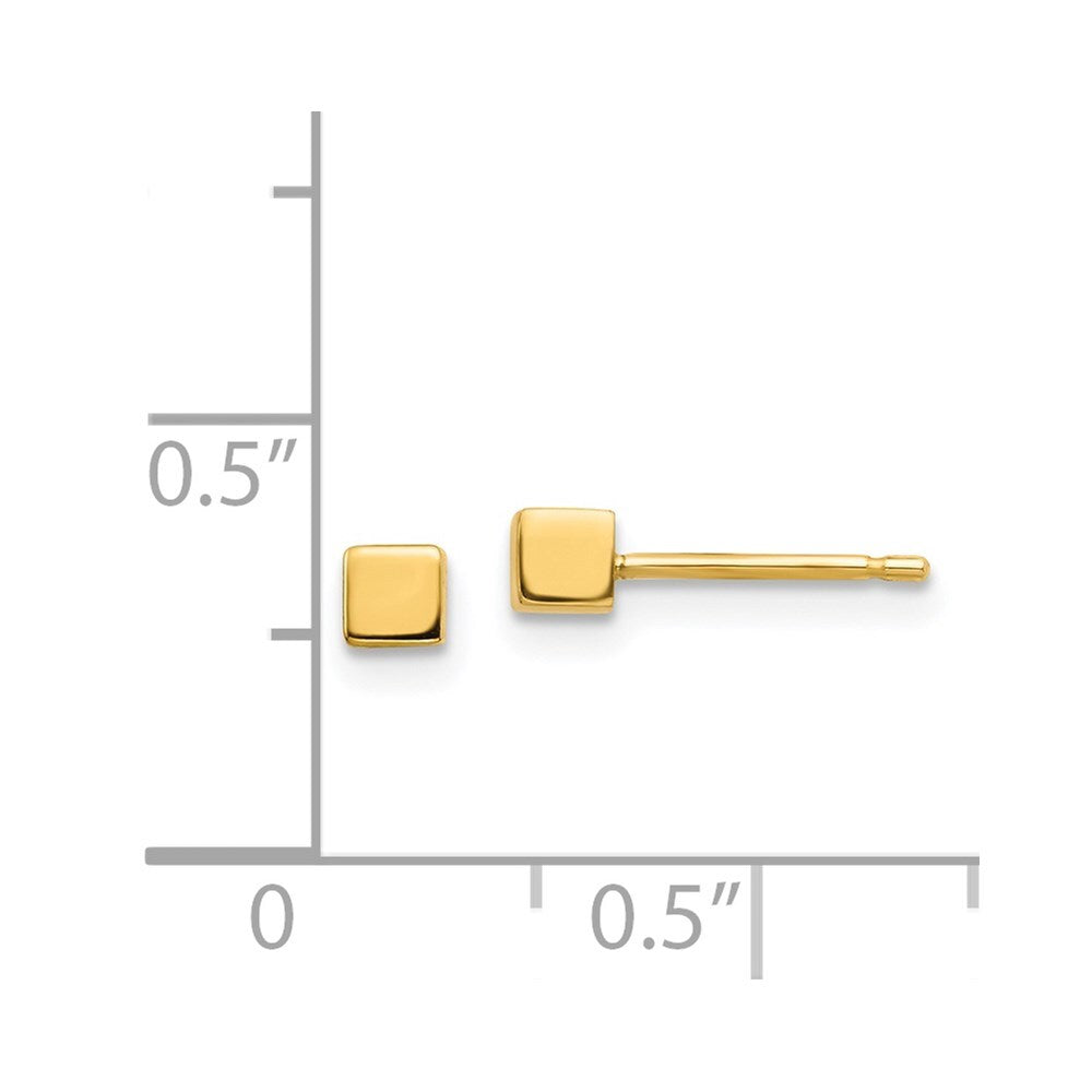 14k Yellow Gold Square Stud Earrings Gift for Women