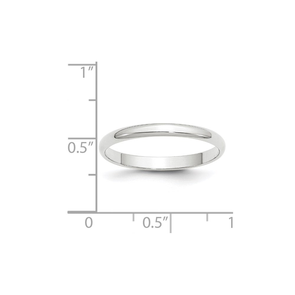 14k White Gold 2.5mm Lightweight Half Round Wedding Band Ring Size 7.5