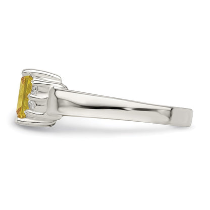 Sterling Silver Yellow & White Cubic Zirconia Ring Size 8