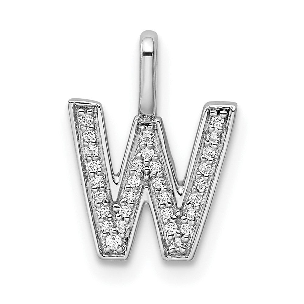 14k White Gold Diamond Letter W Initial Pendant