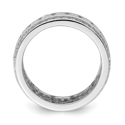 Sterling Silver Rhodium-plated Cubic Zirconia 3-row Eternity Ring Size 8