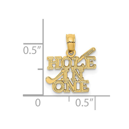 14k Yellow Gold HOLE IN ONE w/Golf Club Charm