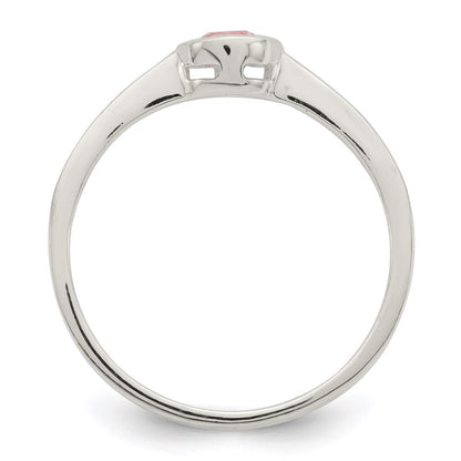 Sterling Silver Pink Round Bezel Cubic Zirconia Ring Size 7