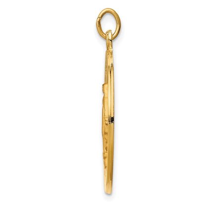 14k Yellow Gold Solid Polished Satin Round Miraculous Medal