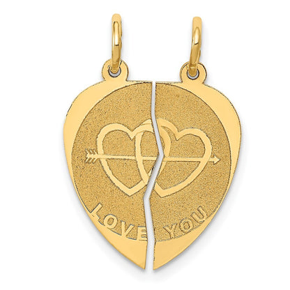 14k Yellow Gold Break-apart I LOVE YOU Charm Pendant for Women
