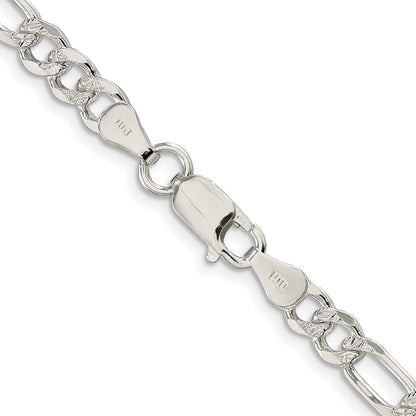 Sterling Silver Rhodium-plated 5.5mm Flat Figaro Chain Necklace