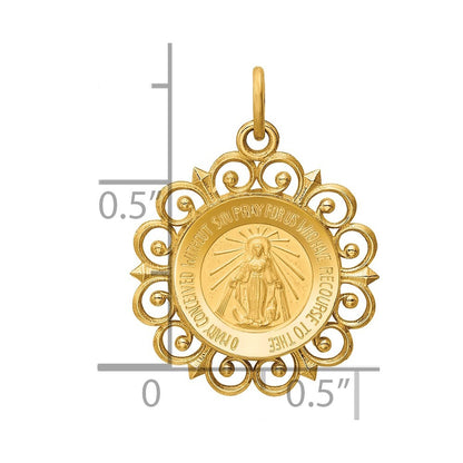 14k Yellow Gold Miraculous Medal Charm