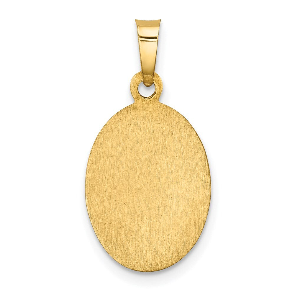 14k Yellow Gold Polished and Satin St. Christopher Medal Hollow Pendant
