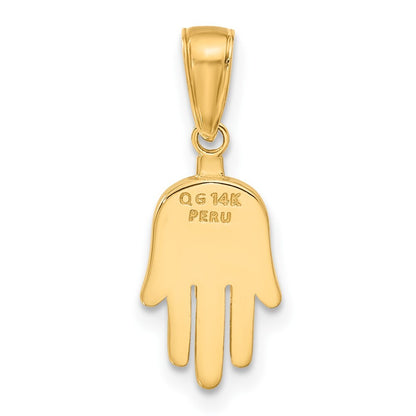 14k Yellow Gold Large Solid Hamsa Pendant for Women