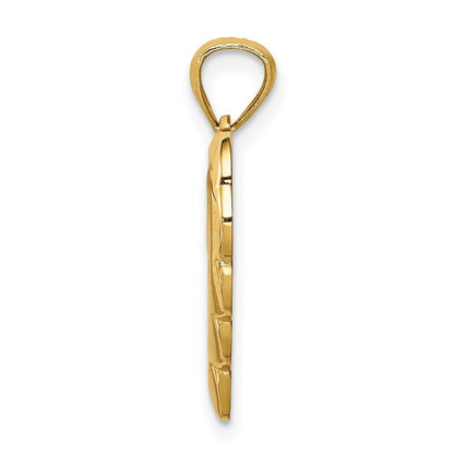 14k Yellow Gold Angel in Heart Pendant for Women
