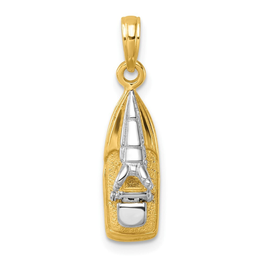 14k Yellow Gold Rhodium 3-D Wave Runner  Moveable Seat Charm Pendant