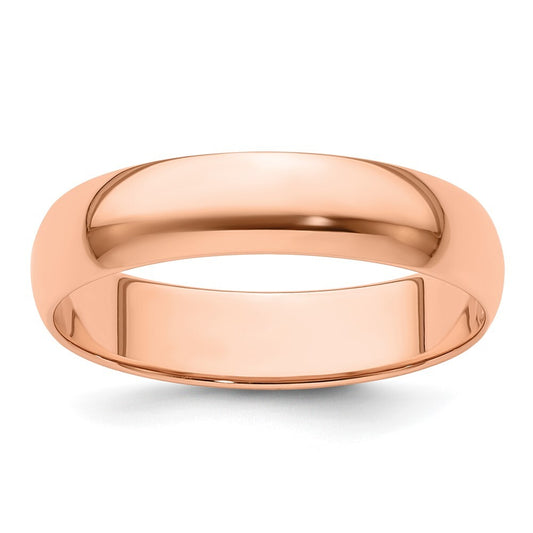 14k Rose Gold 5mm Lightweight Half Round Wedding Band Ring Size 6