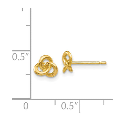 14k Yellow Gold Polished Trinity Knot Stud Earrings