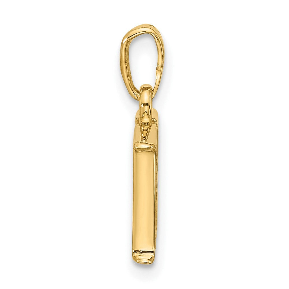 14k Yellow Gold with Rhodium Diamond Letter H Initial Pendant