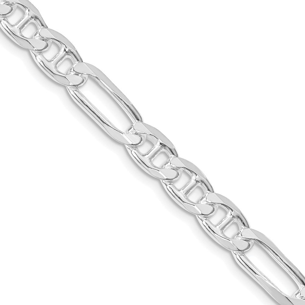 Sterling Silver Rhodium-plated 6.5mm Figaro Anchor Chain Necklace