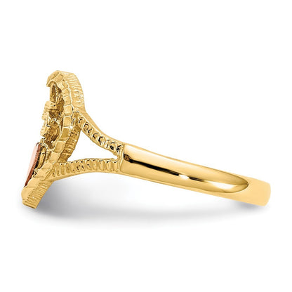 14K Two-tone Gold Diamond Cut 15 Heart Ring