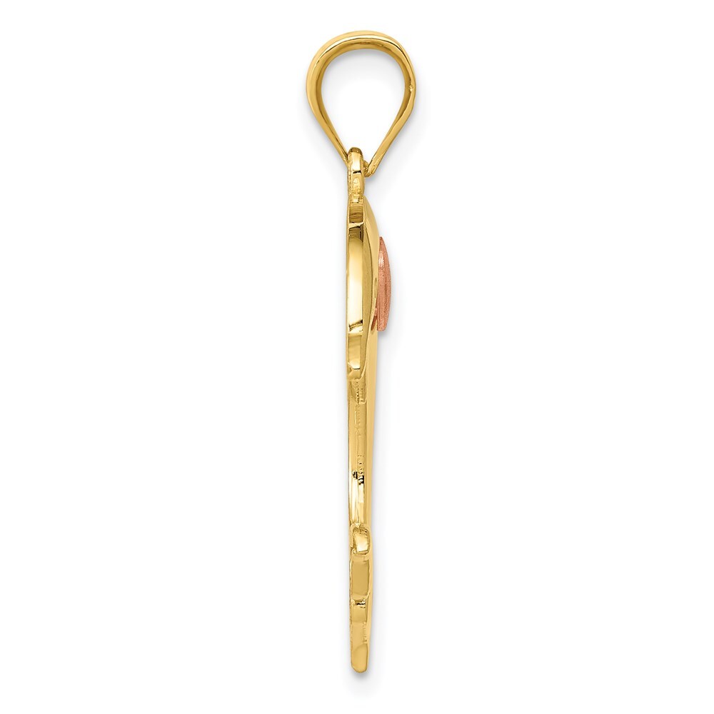 14k Two-tone Gold Two Tone Dolphin Heart Pendant for Women
